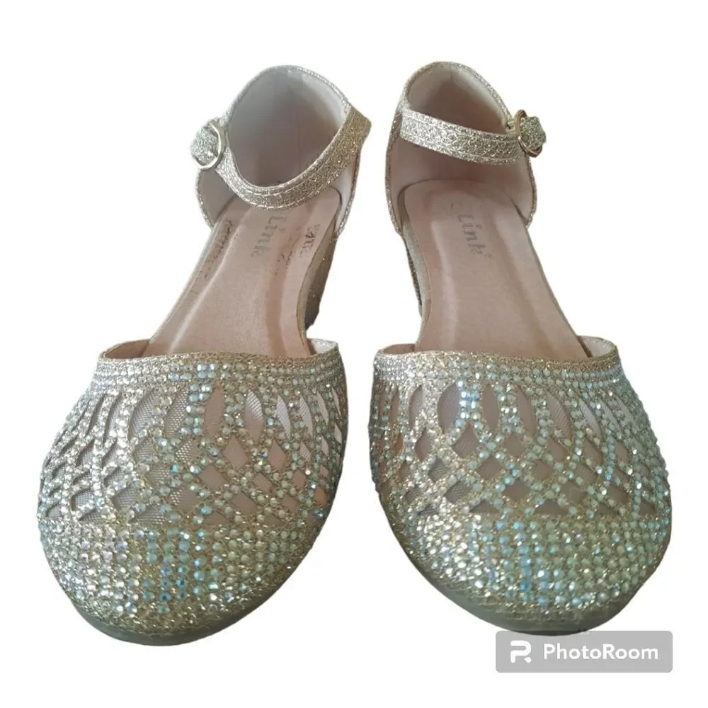 Link Sparkle Glitter Jeweled Wedge Heel Sandals